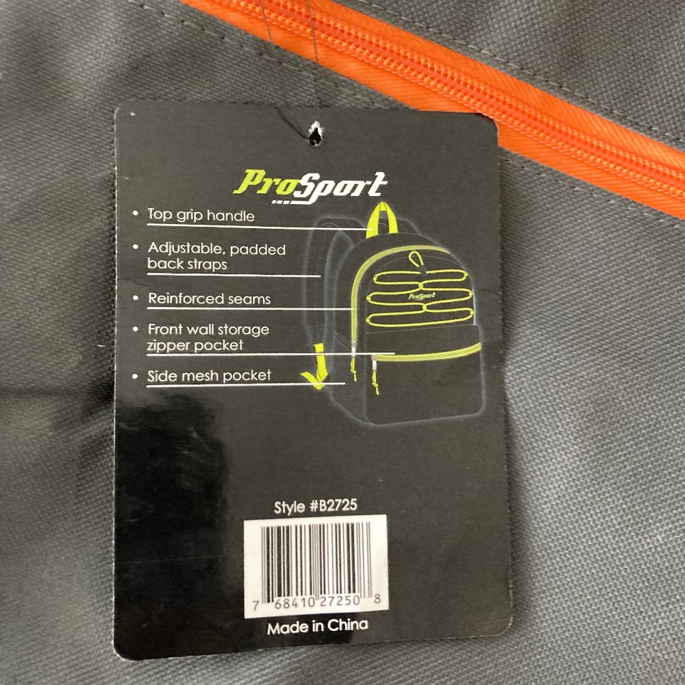 Prosport backpack gray and orange